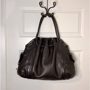 Cole Haan Leather Shoulder Bag Dark Brown